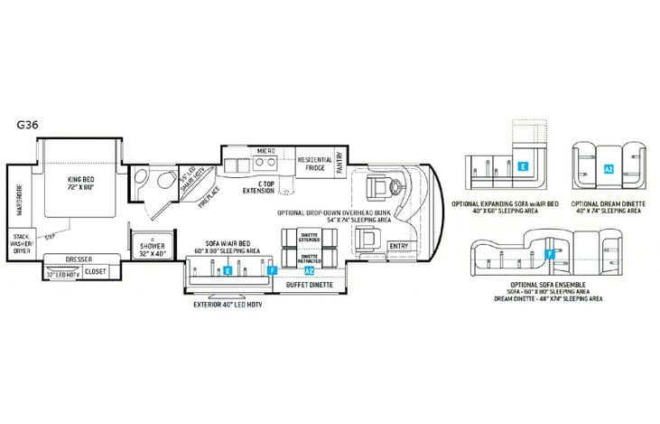 Representative floor plan provided by a trusted RVshare partner.