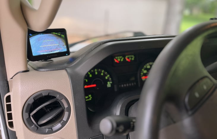 Backup camera that can be on while you drive to watch everything behind you.