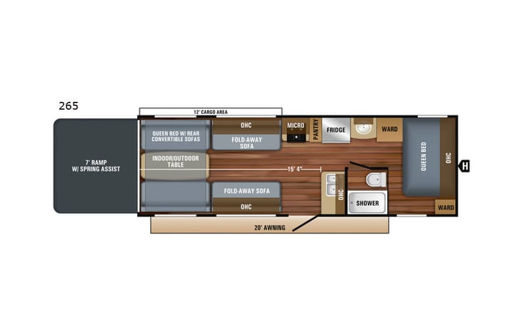 Representative floor plan provided by a trusted RVshare partner.