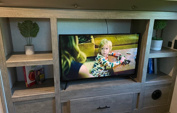 Bunk room TV and storage