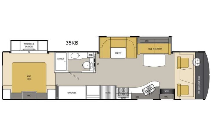 Representative floor plan provided by a trusted RVshare partner.