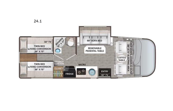 Representative floor plan provided by a trusted RVshare partner.