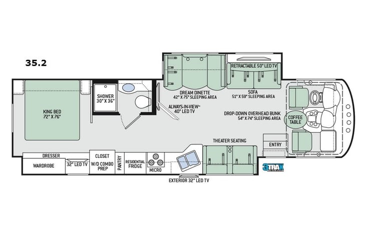 Representative floor plan provided by a trusted RVshare partner.