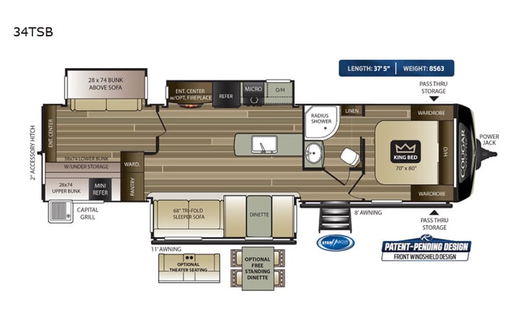 Representative floor plan provided by a trusted RVshare partner.