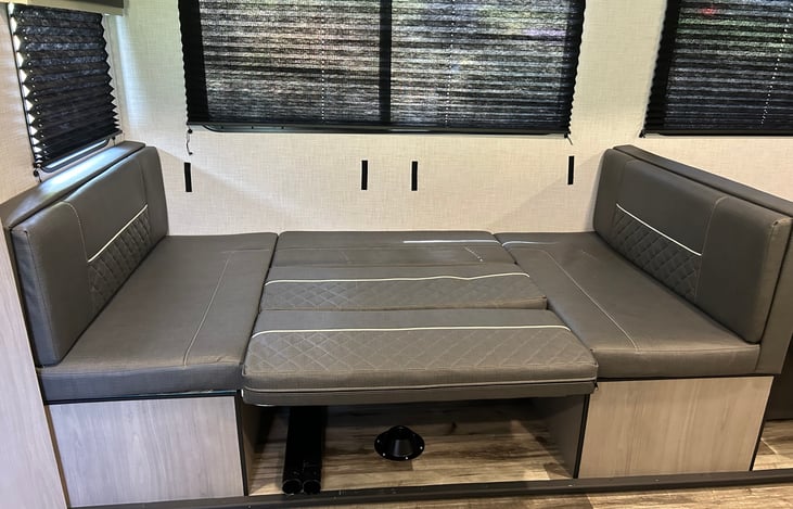 dinette set up as bed