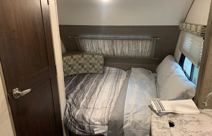 Table converted into bed.