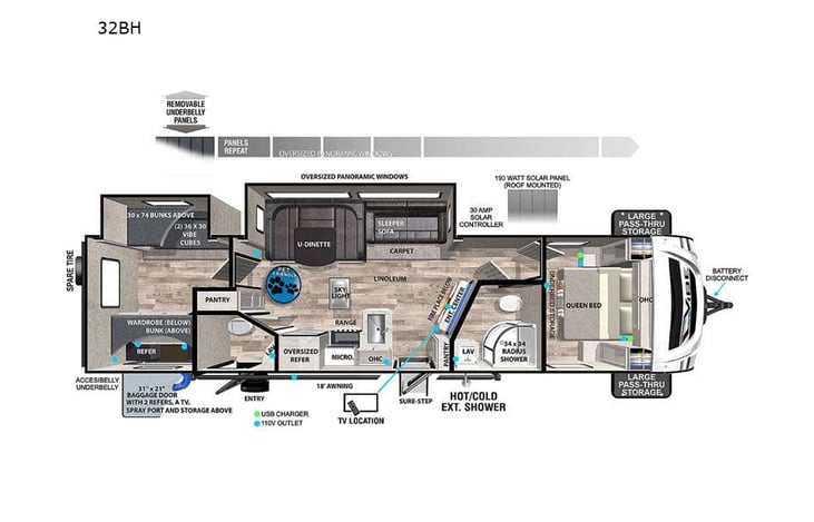 Representative floor plan provided by a trusted RVshare partner.