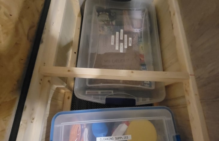 Games and cleaning supplies, trash bags, dish soap, sani wipes etc.