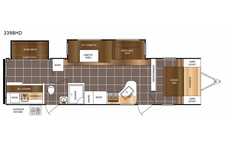 Representative floor plan provided by a trusted RVshare partner.