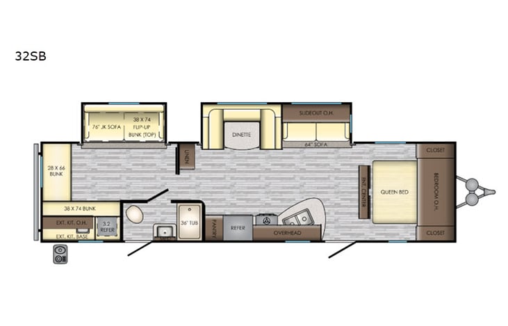 Representative floor plan provided by a trusted RVshare partner.