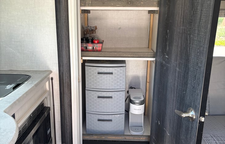 Large pantry with Keurig Coffee Maker