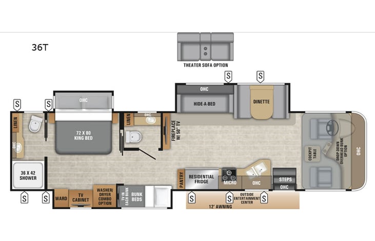 Representative floor plan provided by a trusted RVshare partner.