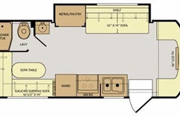 Similar floorplan however this RV has a dinette that can convert to a bed where the couch is pictured.