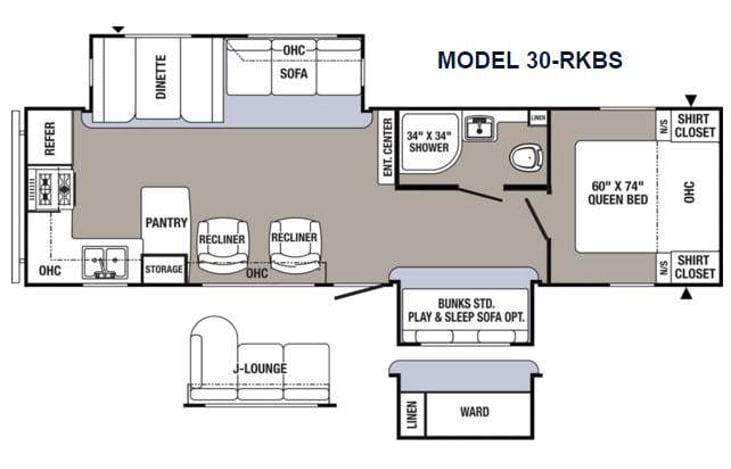 Representative floor plan provided by a trusted RVshare partner.