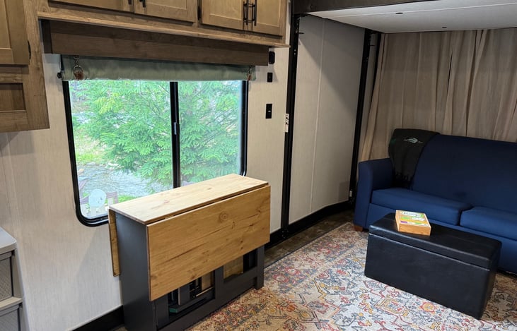 The Dining area is convertible, so you can customize for your needs.