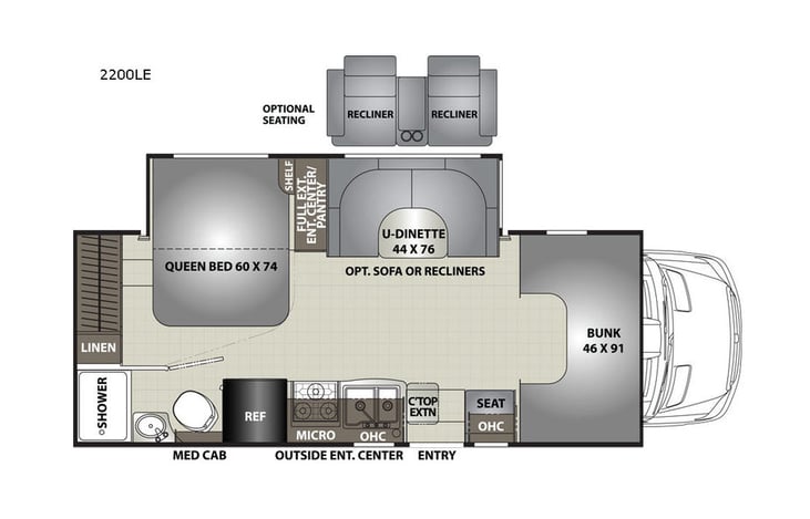 Representative floor plan provided by a trusted RVshare partner.