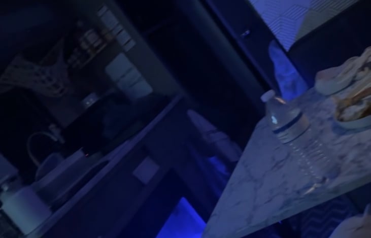 fireplace with ambient lighting