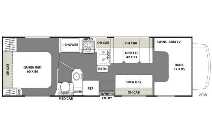 Representative floor plan provided by a trusted RVshare partner.