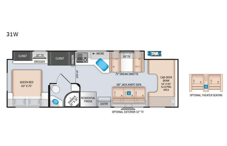 Representative floor plan provided by a trusted RVshare partner.