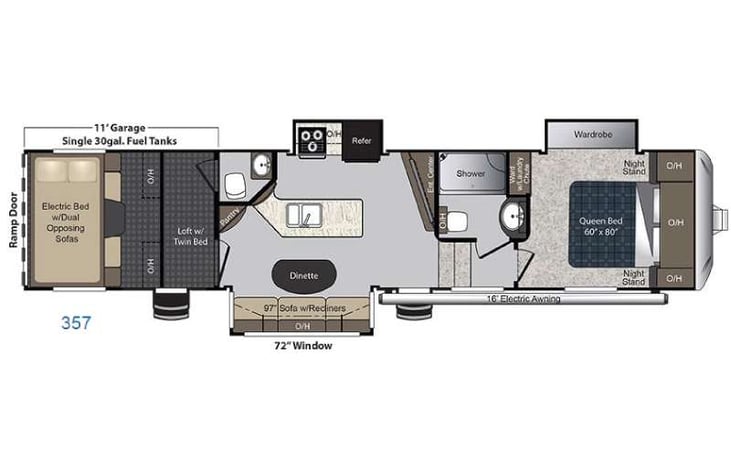 Representative floor plan provided by a trusted RVshare partner.