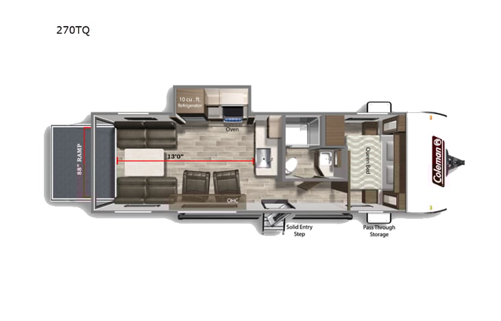 Representative floor plan provided by a trusted RVshare partner.