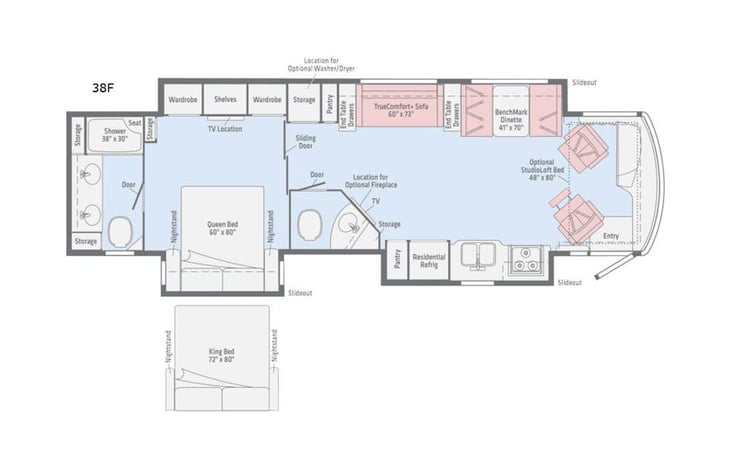 Representative floor plan provided by a trusted RVshare partner.