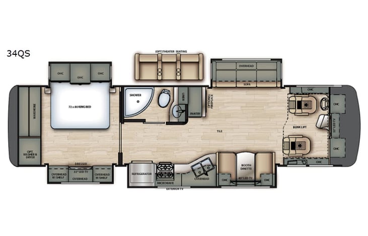Representative floor plan provided by a trusted RVshare partner.