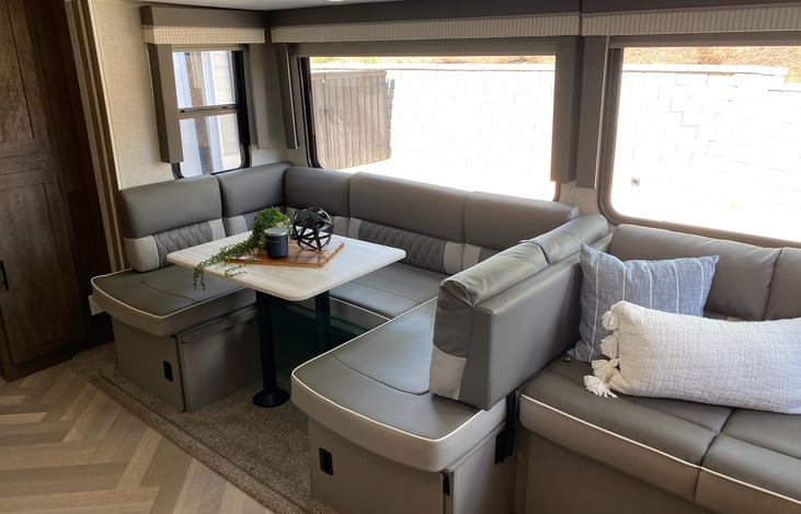 Seating area that can also fold out to one giant sleeping area