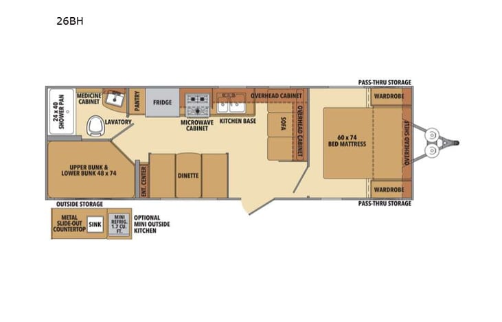 Representative floor plan provided by a trusted RVshare partner.