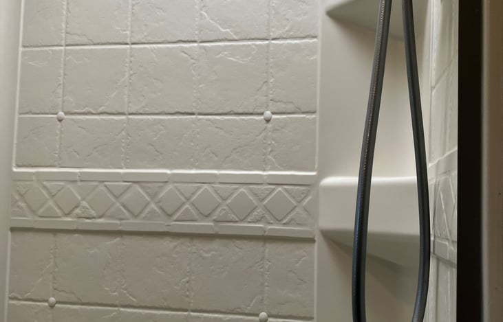 Shower inside RV bathroom