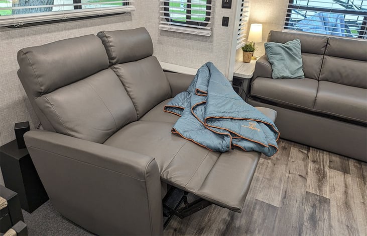 Two recliners for enjoying the fireplace, relaxing or watching TV