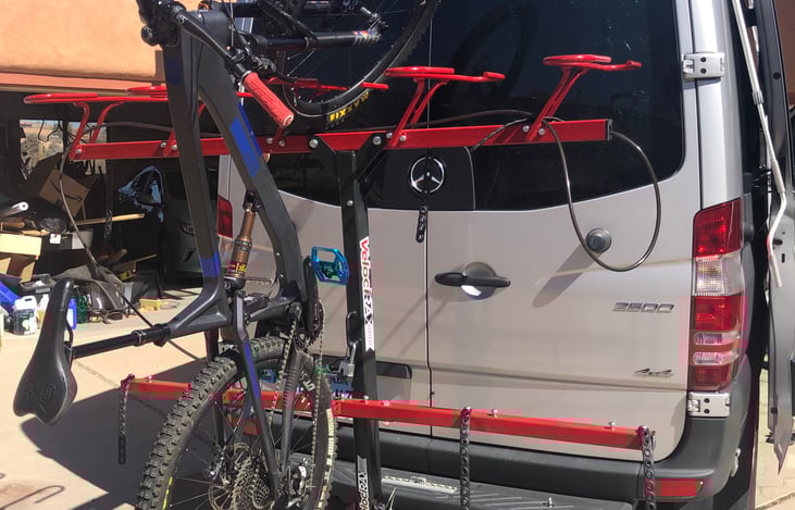 Can rent mountain bikes if needed (Large and Medium Frames ... one Hard-tail MTB ebike available).  Bike rack is available for 5 hanging bikes if needed.  Extra long Cable lock attached to the rack.