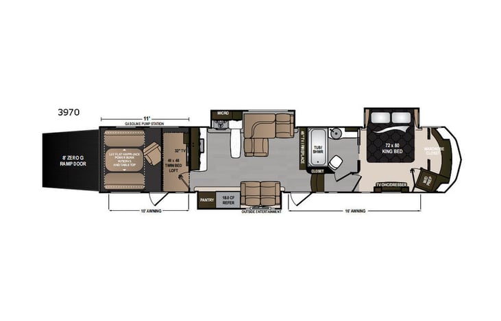 Representative floor plan provided by a trusted RVshare partner.