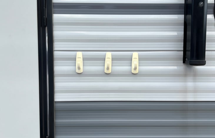 hooks for wet/dirty things on exterior