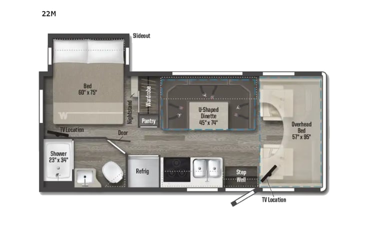 Representative floor plan provided by a trusted RVshare partner.