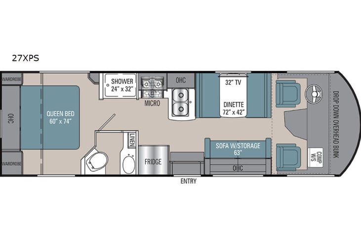 Representative floor plan provided by a trusted RVshare partner.