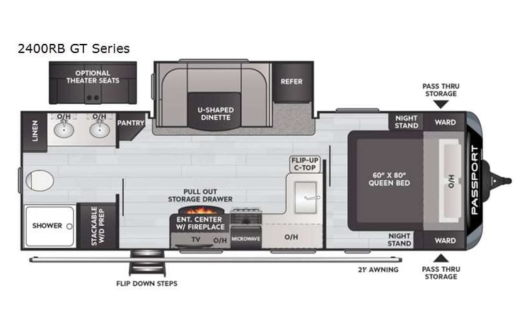 Representative floor plan provided by a trusted RVshare partner.