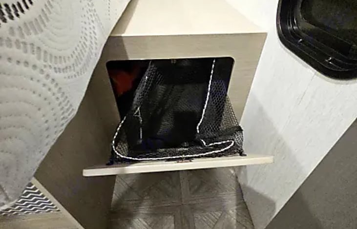 Laundry basket in the master bedroom.