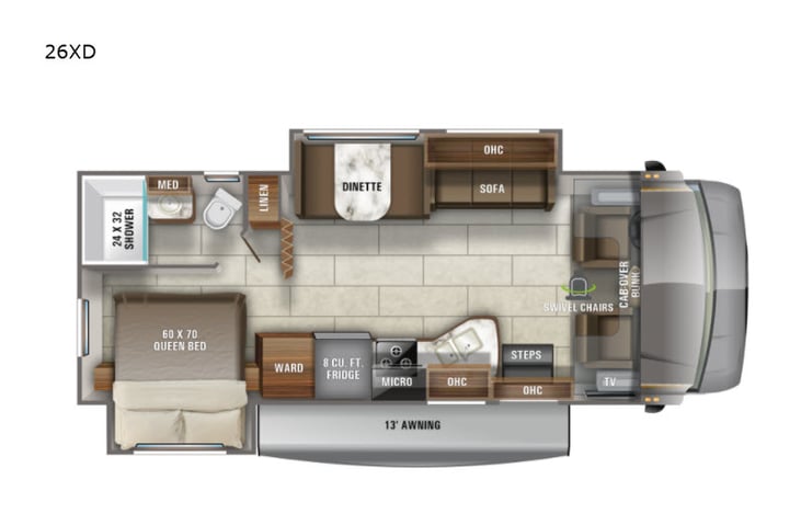 Representative floor plan provided by a trusted RVshare partner.