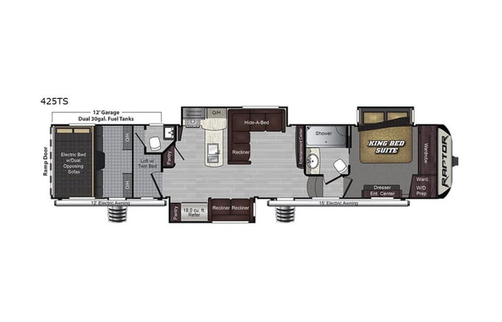 Representative floor plan provided by a trusted RVshare partner.