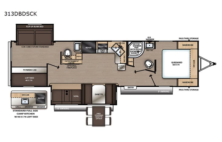 Representative floor plan provided by a trusted RVshare partner.
