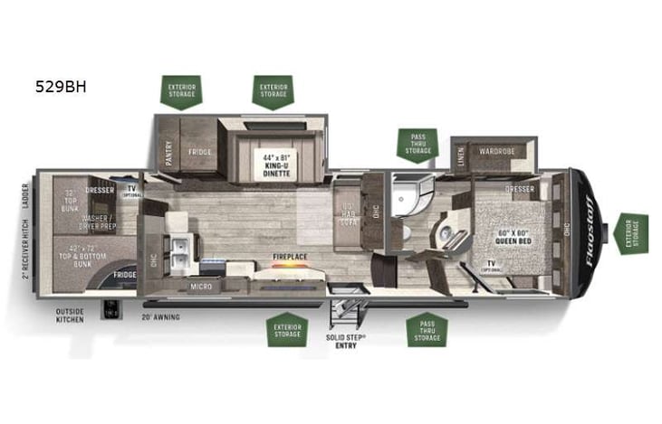 Representative floor plan provided by a trusted RVshare partner.