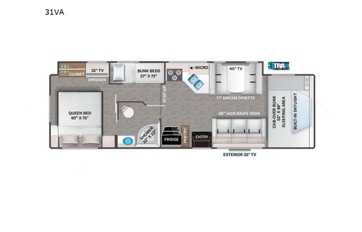 Representative floor plan provided by a trusted RVshare partner.