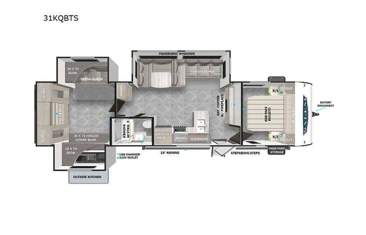 Representative floor plan provided by a trusted RVshare partner.