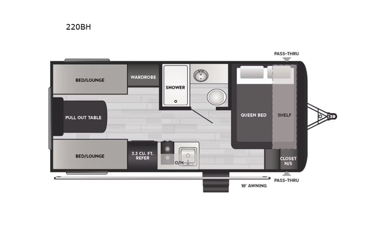Representative floor plan provided by a trusted RVshare partner.