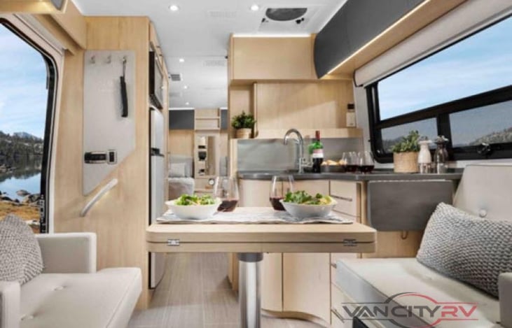 My unity is a different color scheme, but this is a good picture of the kitchen and dinning area.