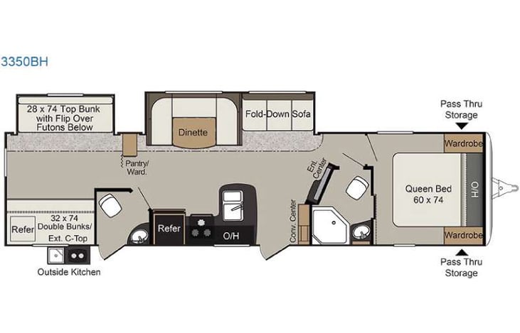 Representative floor plan provided by a trusted RVshare partner.