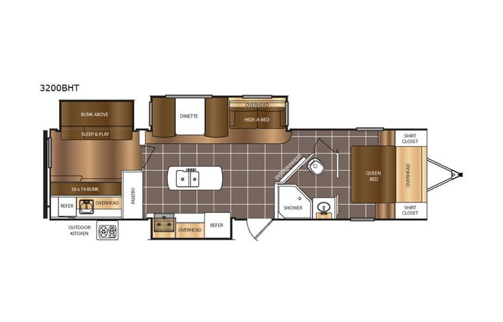 Representative floor plan provided by a trusted RVshare partner.