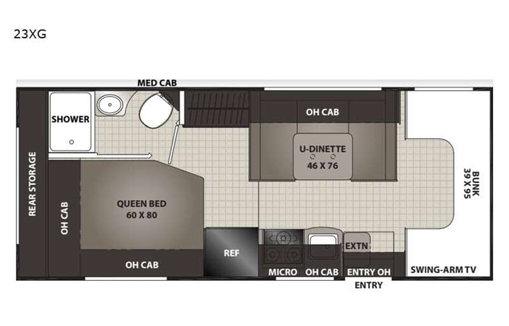 Representative floor plan provided by a trusted RVshare partner.