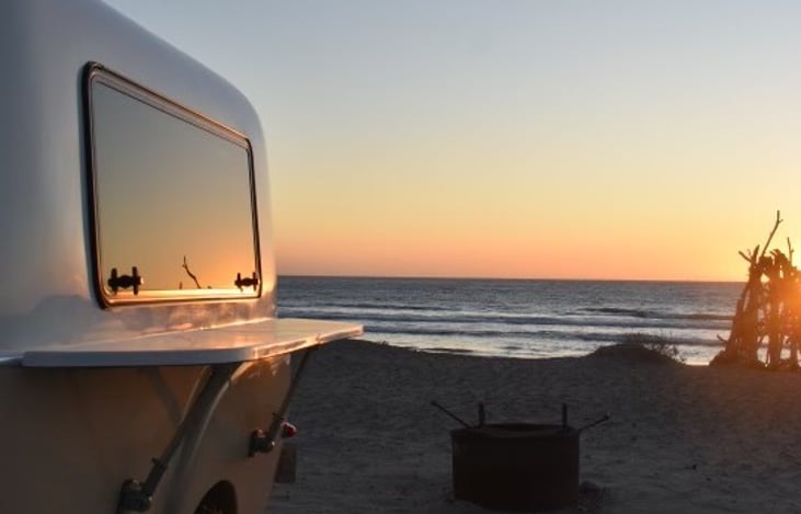 exterior bar at sunset